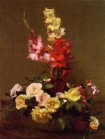 Fantin-Latour, Henri - Gladiolas and Roses